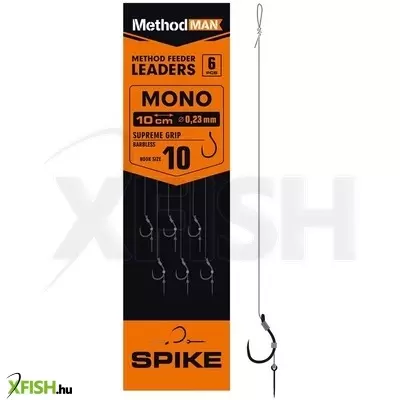Methodman Supreme Grip 031 Monofil Zsinóros Előkötött Horog 0.23mm 12-es 6db/csomag