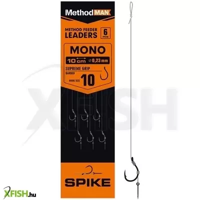 Methodman Supreme Grip 023 Monofil Zsinóros Előkötött Horog 0.23mm 12-es 6db/csomag