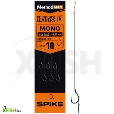 methodman supreme grip 027 monofil zsinóros előkötött horog 0.18mm 16-os 6db/csomag