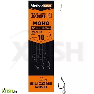 Methodman Supreme Grip 022 Monofil Zsinóros Előkötött Horog 0.23mm 12-es 6db/csomag