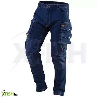 Neotools farmer munkásnadrág, denim, 98% pamut, térdvédő betét zsebbel, gombos oldalzsebekkel, 255 g/m2, XXL