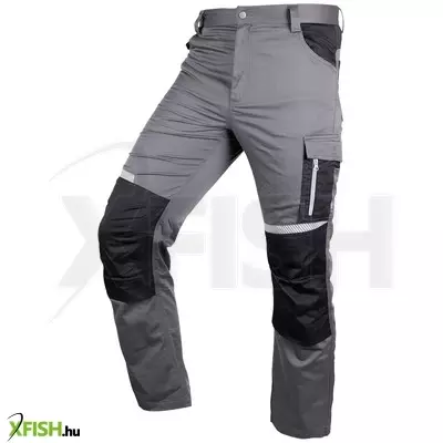 Neotools munkásnadrág mix&match, 240g/m2, külső zsebek, profilozott térdbetétek, fényvisszav. betétek, szürke-fekete, XL