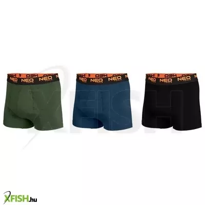 Neotools boxeralsó, 95% pamut, 2% elasztán, 3db/cs, olivazöld, kék, fekete, M