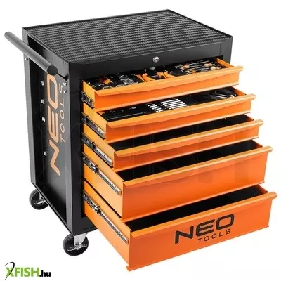 Neotools műhelykocsi, 5 fiókos, 117db szerszámmal, 680x460x825mm, szerszámkocsi