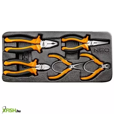 Neotools fogókészlet, 5db, műhelykocsitálcával