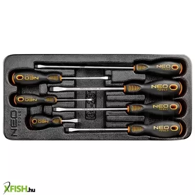 Neotools csavarhúzó készlet, lapos 7db, műhelykocsitálcával