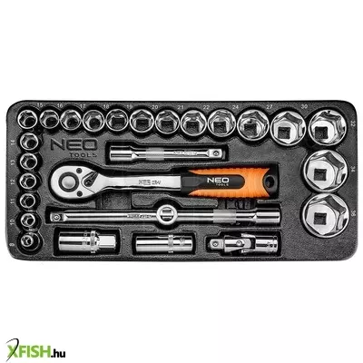 Neotools dugókulcskészlet 1/2, 27db, 10-26mm, műhelykocsitálcával