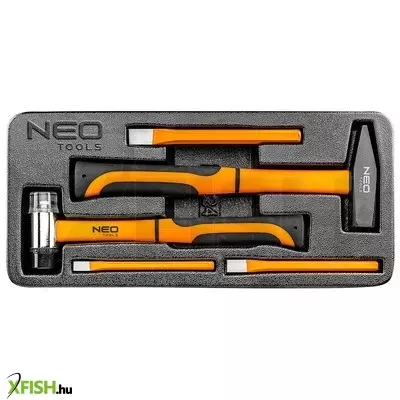 Neotools kalapácskészlet és vésőkészlet, 5db, műhelykocsitálcával