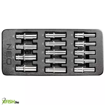 Neotools dugókulcskészlet hosszú 1/2” 14db, 8-21mm, műhelykocsitálcával