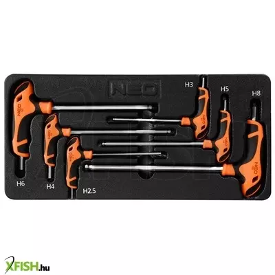 Neotools imbuszkulcs készlet „t” markolattal 6db, műhelykocsitálcával