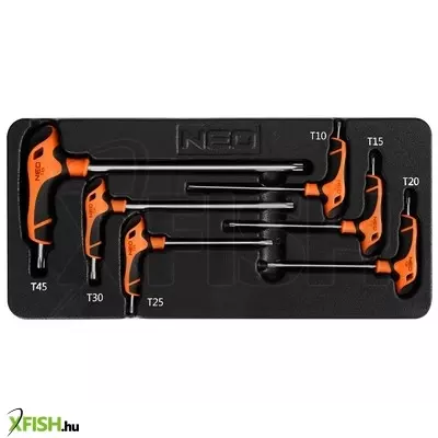 Neotools torxkulcs készlet „t” markolattal 6db, műhelykocsitálcával