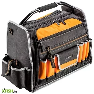 Neotools szerszámtáska csőalakú fém fogantyúval, kívül12 zseb, belül32 zseb