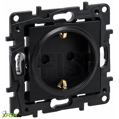 legrand 863520 niloé step 2p+f csatlakozóaljzat (rugós) biztonsági zsaluval fekete