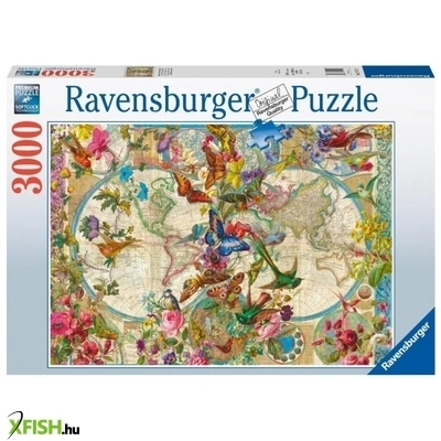 Ravensburger puzzle 3000 db - világtérkép és pillangók