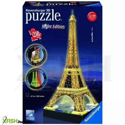 Ravensburger eiffel-torony 216 darabos 3d puzzle fénnyel