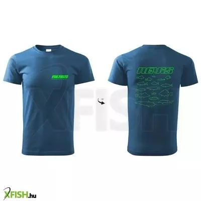 nevis halas mintás horgász póló kék xl