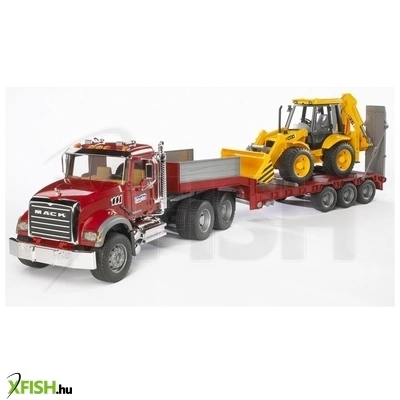 Bruder mack granite alacsony alvázú teherautó jcb 4cx kotrógéppel