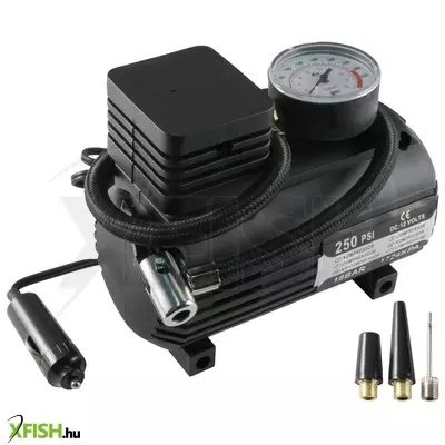 Sal 90304 autós kompresszor, 250 psi, 18 bar, 10 a, 3 fúvókaadapter, 2,5m vezeték