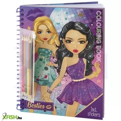 grafix besties divattervező kifestőkönyv 30 lap, színes ceruzával és 3 matricaívvel