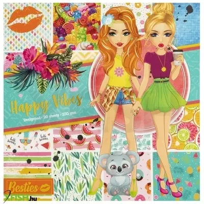 grafix besties - happy vibes 25x25 cm színes lapok a divattervezőhöz, 20 db