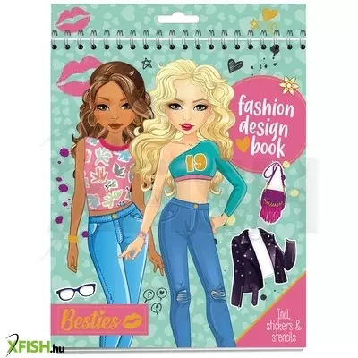 Grafix besties - 24x20 cm divatervező füzet, 2 ív matrica, 2 féle színes lap, 3 sablon, 20 baba alaprajz, 2