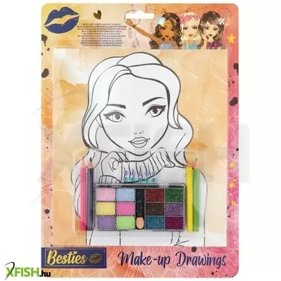 Grafix besties - sminktervező szett 4 alap lap, csillogó kövek, 4 ceruza, sminkszett