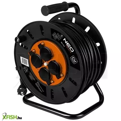 Neotools kábeldob, hosszabbító, 40m/3x2,5mm2 réz kábel, 230v, ip20, hőkioldó, műanyag dob, fém keret