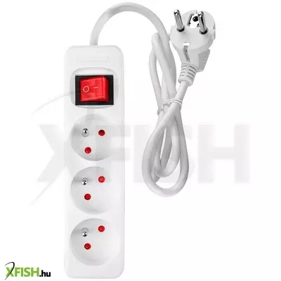 Neotools hálózati elosztó, kapcsolós, 3 aljzat, 1,5m/ 3x1,5mm2 kábel, fehér
