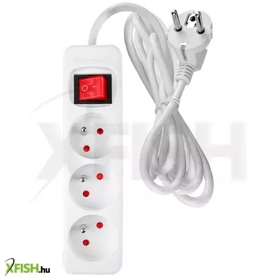 Neotools hálózati elosztó, kapcsolós, 3 aljzat, 5m/ 3x1,5mm2 kábel, fehér