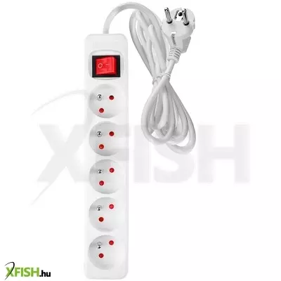 Neotools hálózati elosztó, kapcsolós, 5 aljzat, 5m/ 3x1,5mm2 kábel, fehér