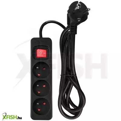 neotools hálózati elosztó, kapcsolós, 3 aljzat, 1,5m/ 3x1,5mm2 kábel, fekete