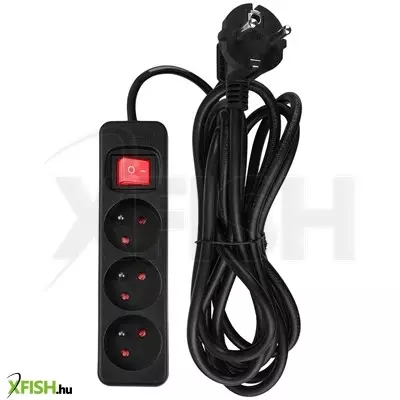 Neotools hálózati elosztó, kapcsolós, 3 aljzat, 3m/ 3x1,5mm2 kábel, fekete