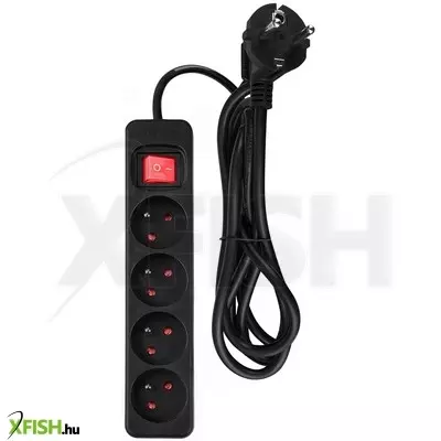 Neotools hálózati elosztó, kapcsolós, 4 aljzat, 1,5m/ 3x1,5mm2 kábel, fekete