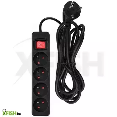 Neotools hálózati elosztó, kapcsolós, 4 aljzat, 3m/ 3x1,5mm2 kábel, fekete