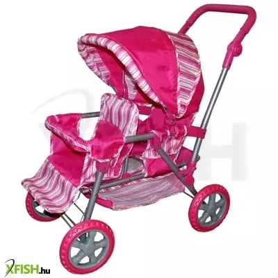 melogo lábtartós és kosaras iker babakocsi - rózsaszín