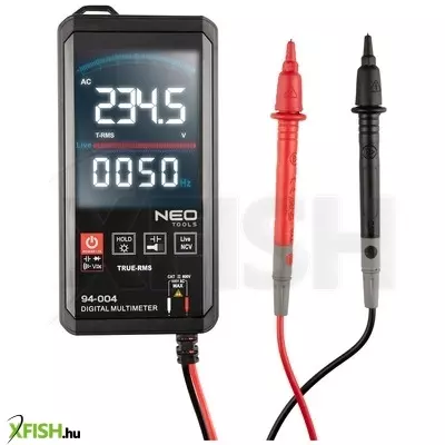 Neotools multiméter digitális, ac v, dc v, ac a, dc a, ellenállás, hőmérő