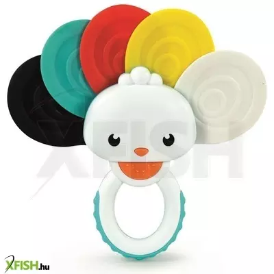 clementoni színes pávás csörgő és rágóka