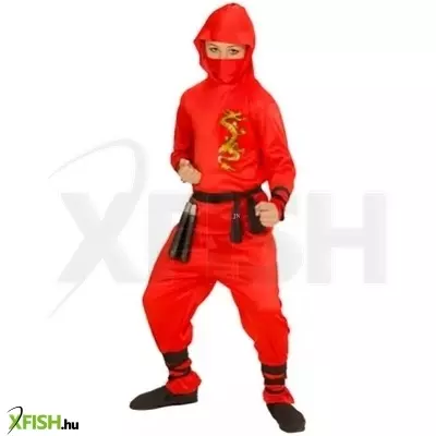 Sárkány ninja jelmez - 140 cm-es méret, piros