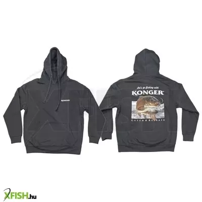 Konger Hoodie Carp Kapucnis Pulóver Ponty Fekete L