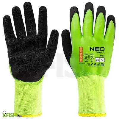 Neotools munkakesztyű, aquawinter, hőszigetelt, vízálló, dupla latex bevonatú poliészter, 10