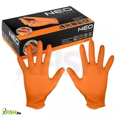 Neotools munkakesztyű, perforált nitril, narancssárga, 50db, XL