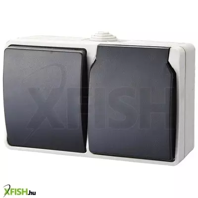 Gao aquatop 9873h falon kívüli váltókapcsoló és dugalj, 1 billenő, 1 aljzat, vízszintes, 10 a/16 a, ip54, szürke