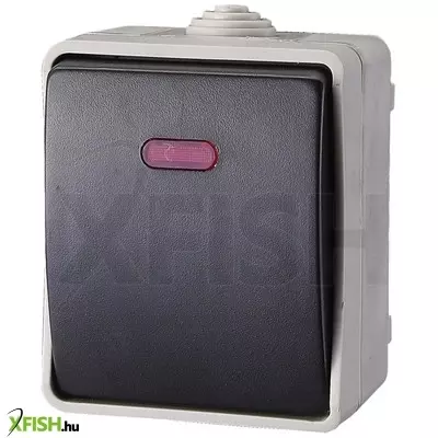 Gao aquatop 9876h falon kívüli váltókapcsoló, 1 billenő, 10 a, ip54, szürke, jelzőfénnyel