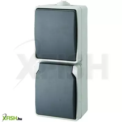 Gao aquatop 9878h falon kívüli váltókapcsoló és csatlakozóaljzat, 1 billenő, 1 aljzat, függőleges elhelyezkedés, 10 a/16 a, ip54, szürke