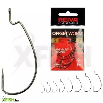 Reiva Offset Worm 1/0-As Plasztik csalis horog 5Db/Csomag