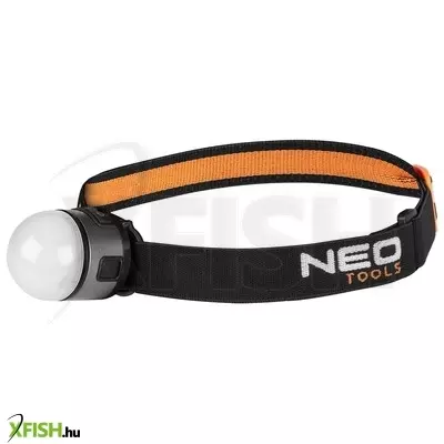 Neotools fejlámpa levehető pánttal, mágnes és sapkarögzítő lehetőség, fehér és vörös ledfény, USB töltőkábel, 250+200lm
