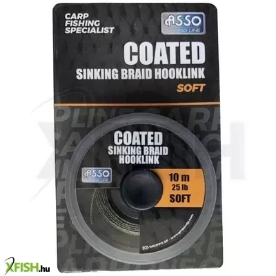 Asso Coated Sinking Braid Soft Fonott Horog Előke 10M 15Lbs