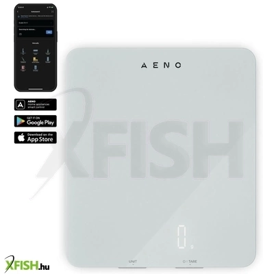 aeno aks0001s ks1s intelligens konyhai mérleg, max. 8 kg kapacitás, led kijelző, bluetooth csatlakozás, edzett üvegfelület