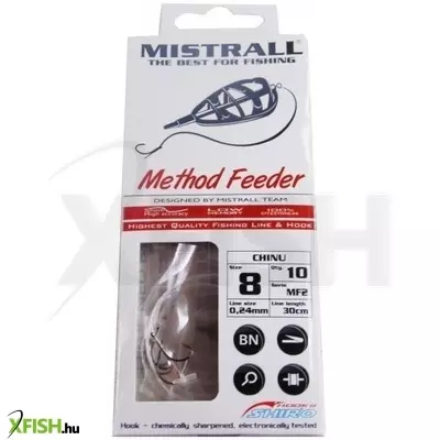 Mistrall Dp Method Feeder Fast Stop Előkötött Horog 0,28mm 4-es 10db/csomag