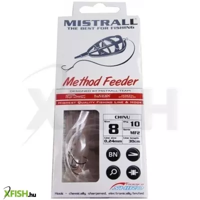Mistrall Dp Method Feeder Előkötött Horog 30cm 0,20mm 12-es 10db/csomag